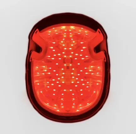 Inside view of REVIAN Red cap with 119 medical-grade LEDs illuminated