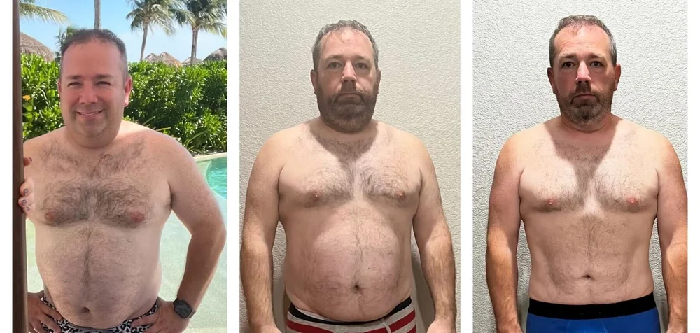 Weight loss progression — male client at Remedy+ Michigan